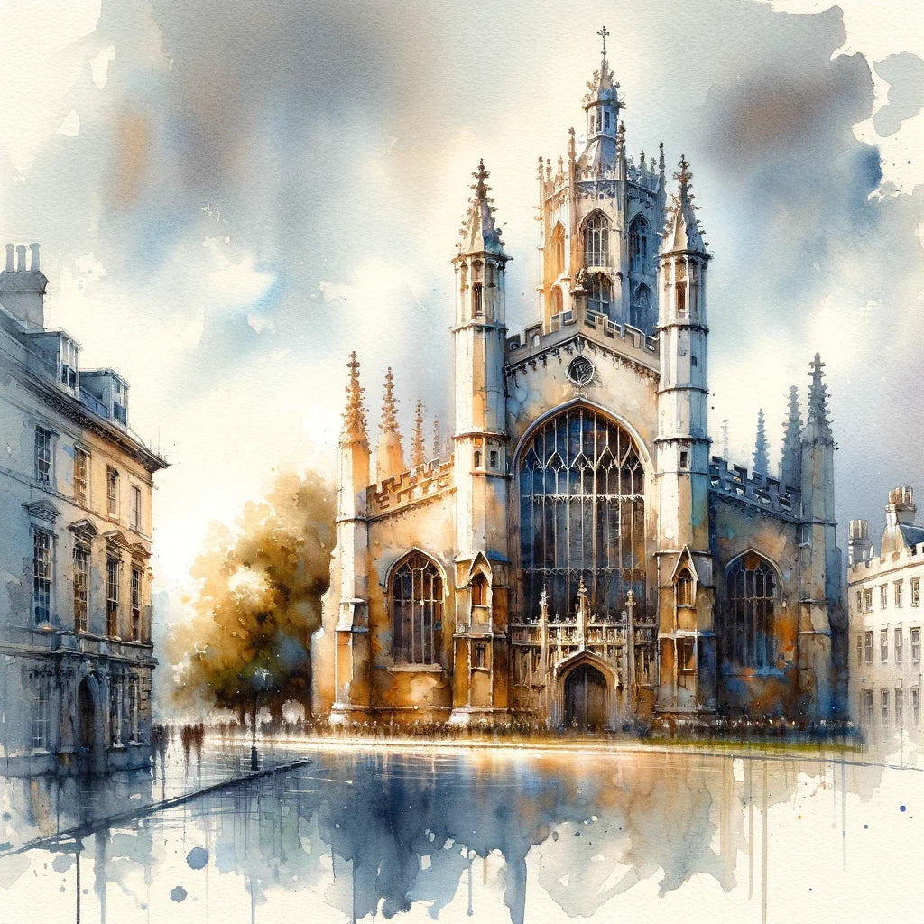 Cambridge St Mary's Watercolor Whisper Cotton Cushion