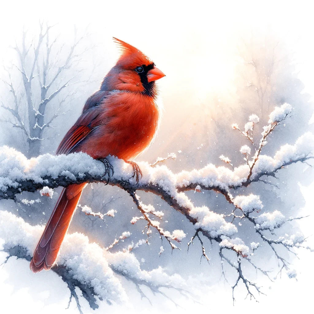 Cardinal's Winter Morning Cotton Cushion