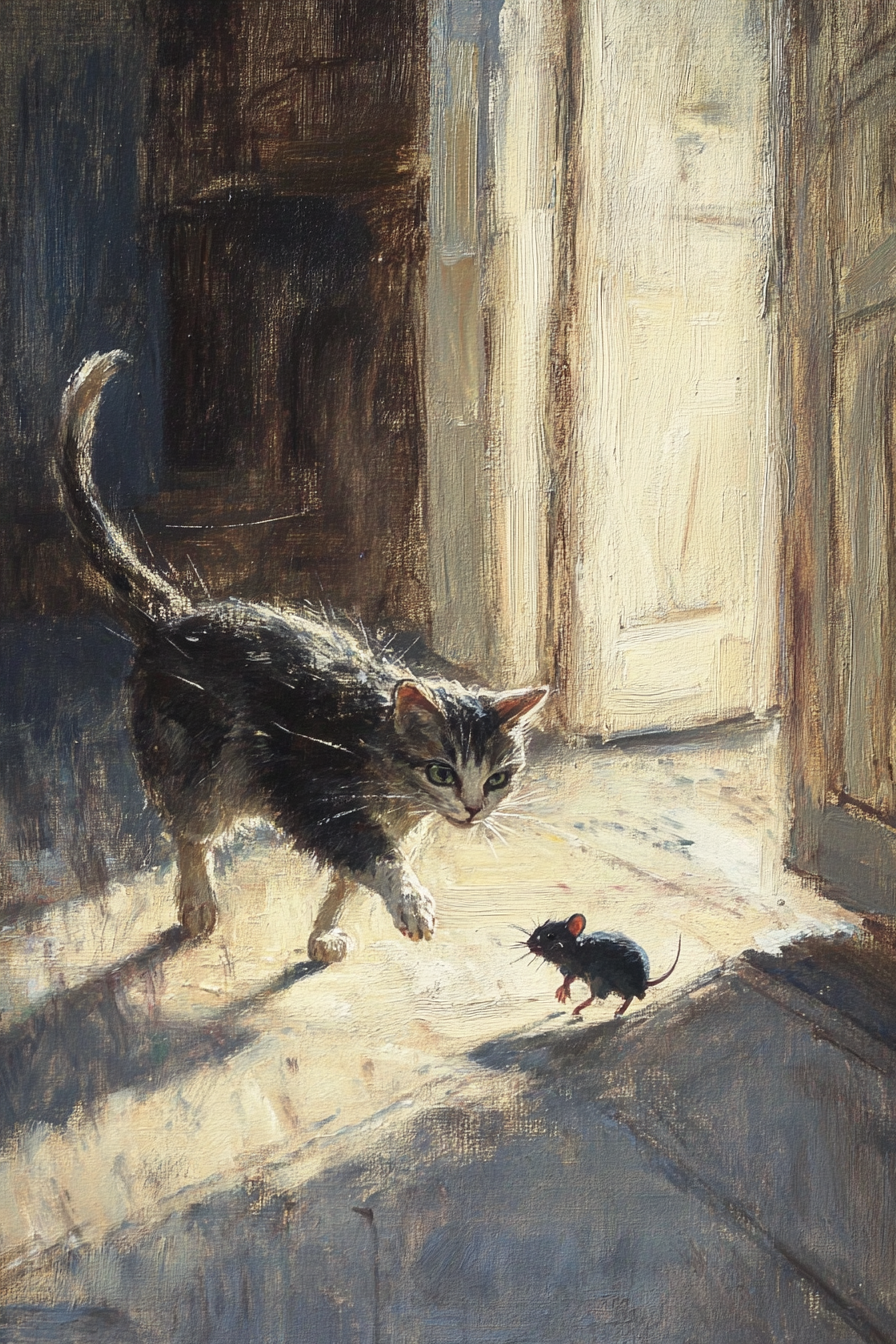 Cat and Mouse Chase Canvas