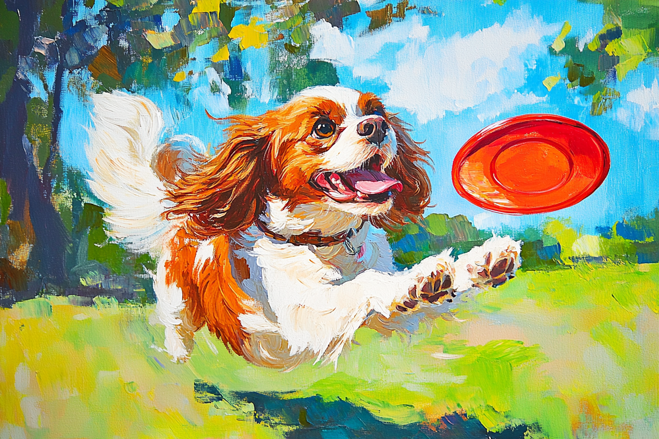 Cavalier's Frisbee Chase Canvas