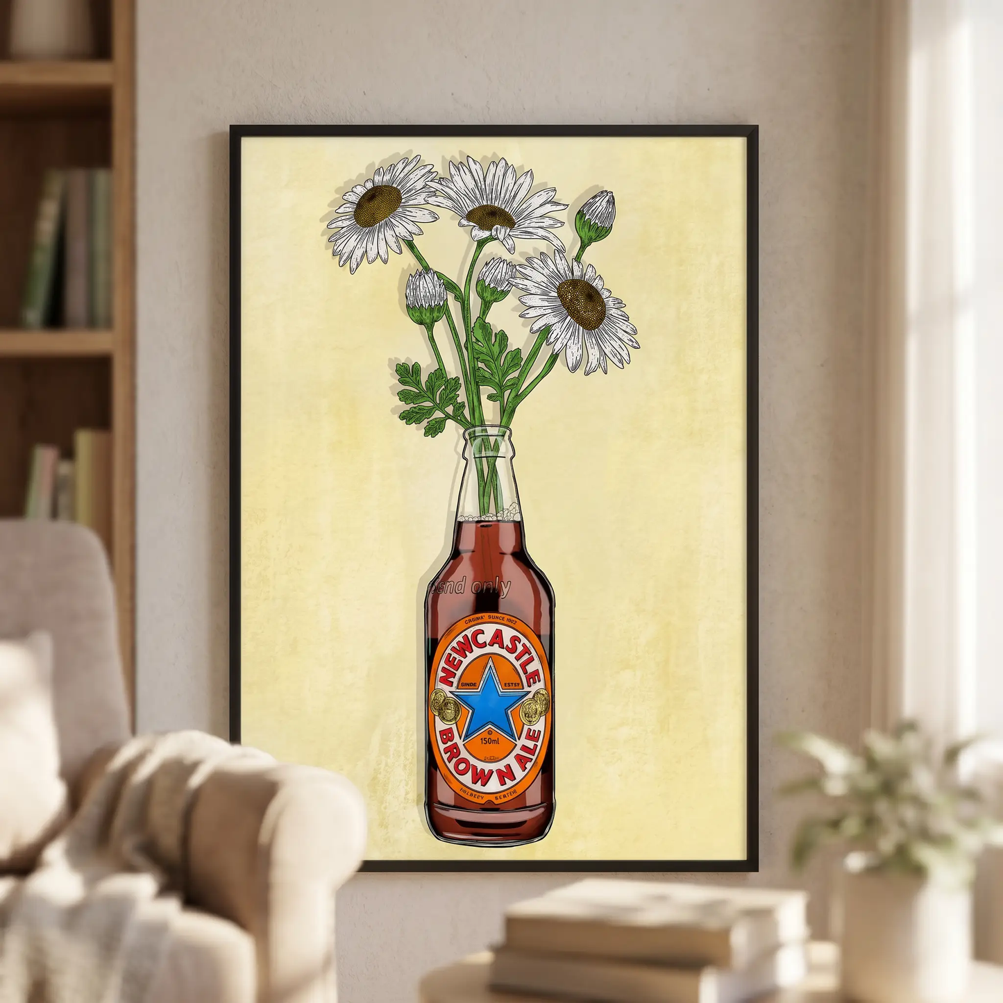 Newcastle Brown & Flowers - A5 Print