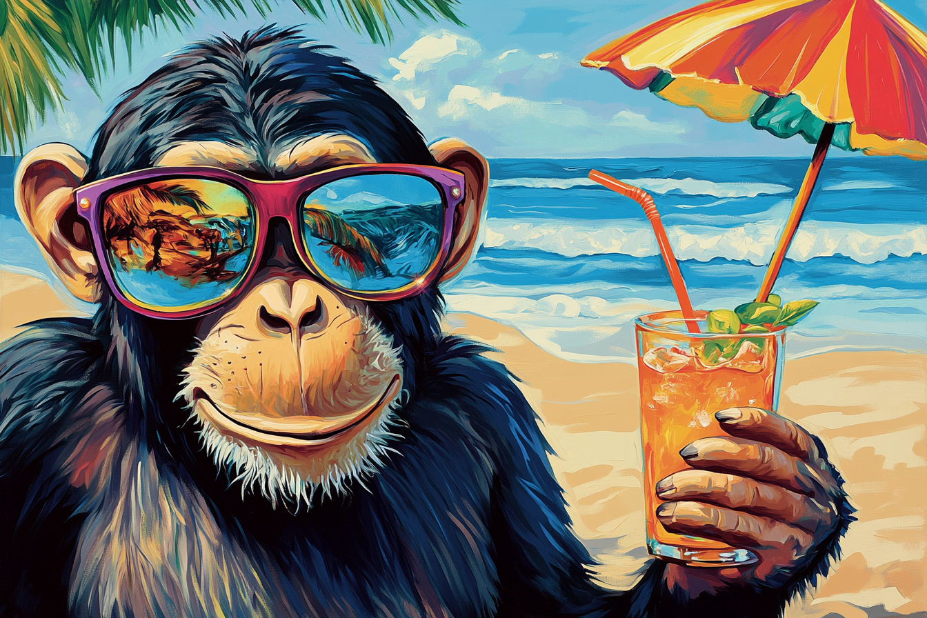 Cheeky Monkey Beach Canvas