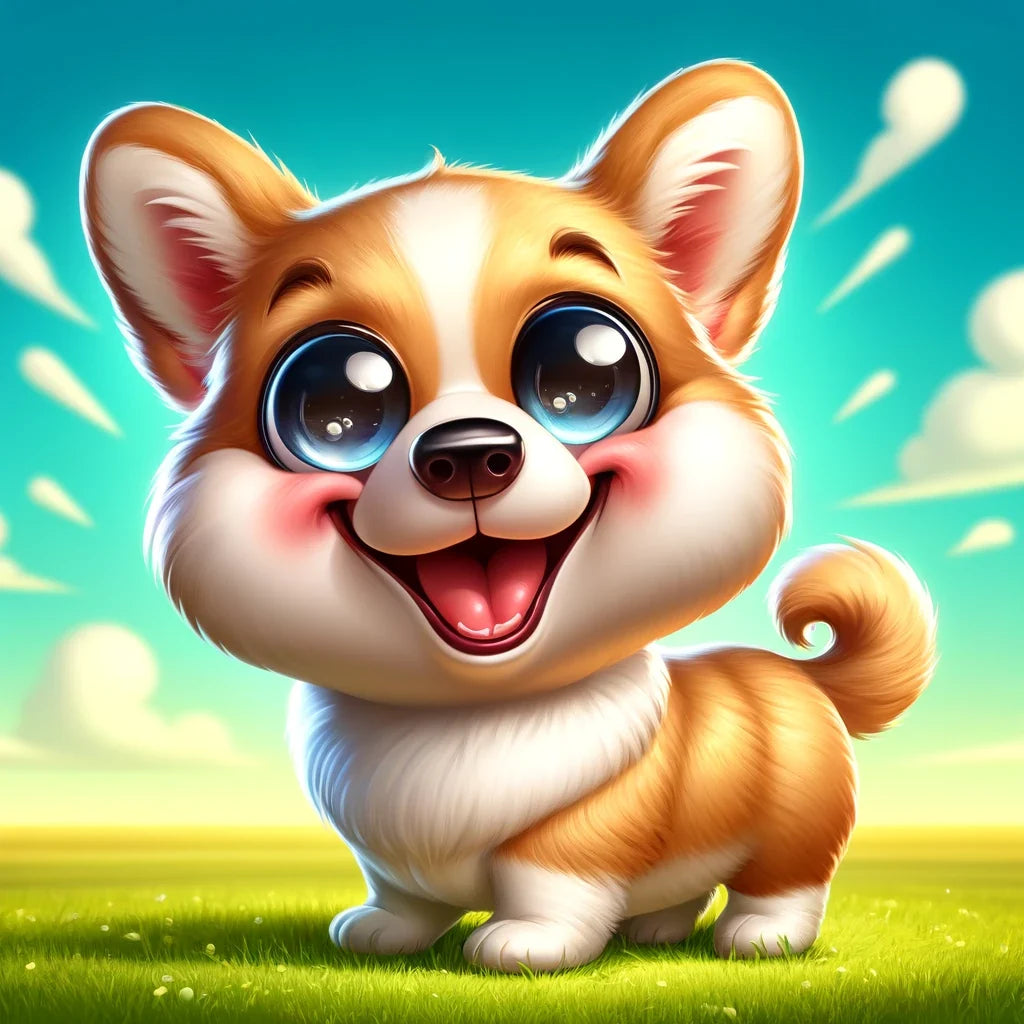 Cheerful Corgi Caricature Canvas