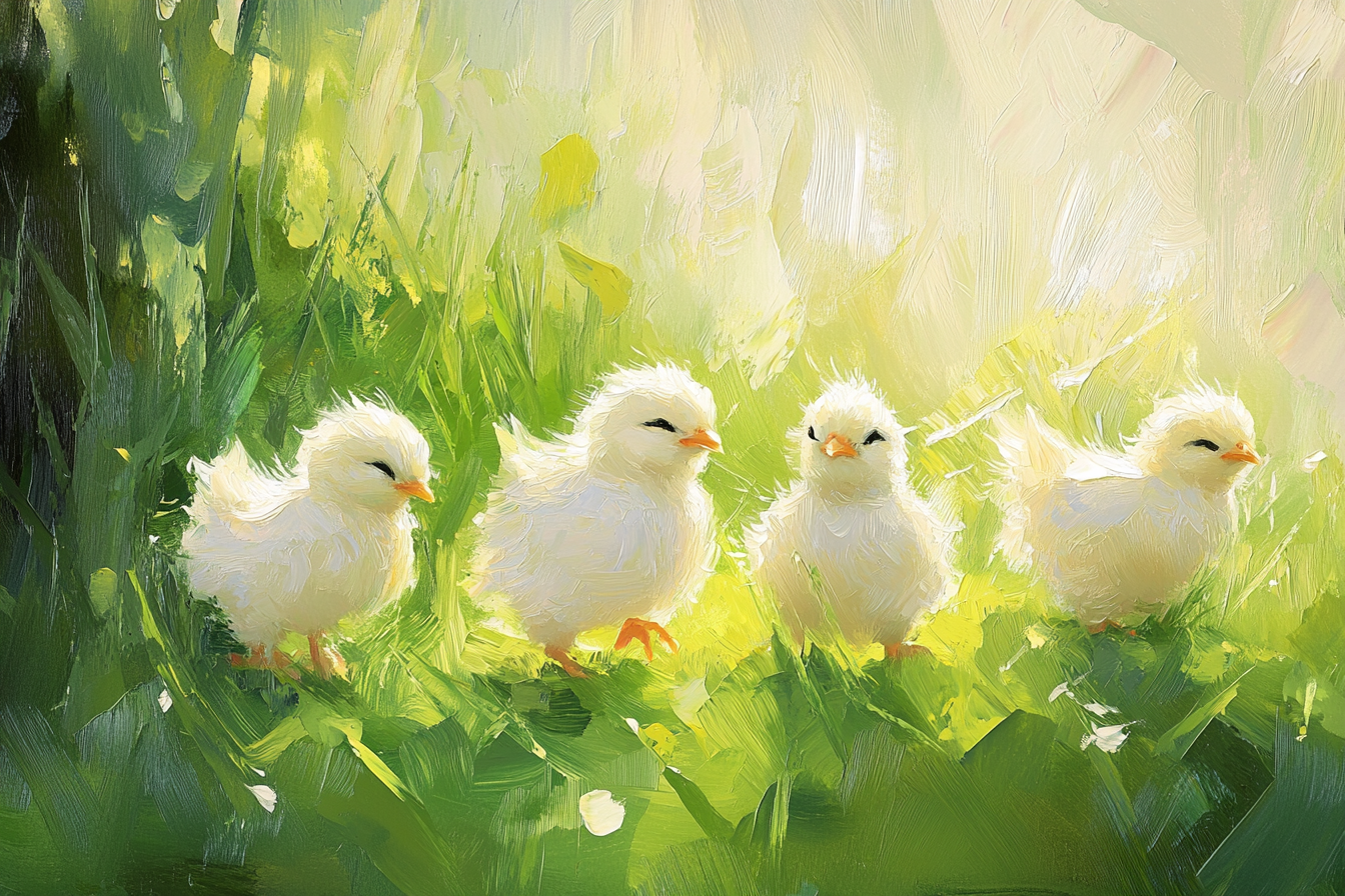 Chicks in Springtime Canvas