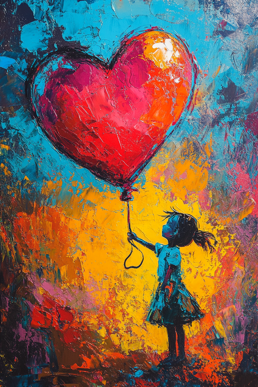 Child's Heart Balloon Canvas