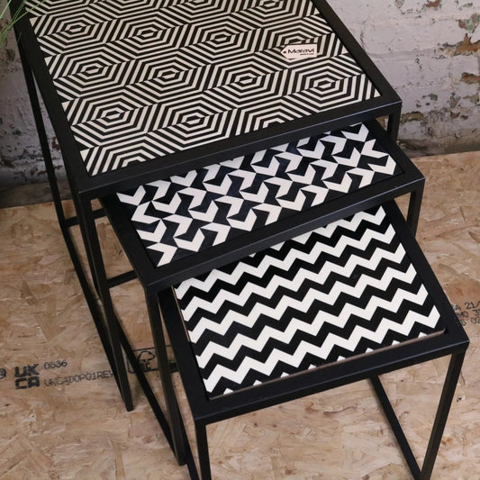 Chinta Modern Black Square Nesting Side Tables