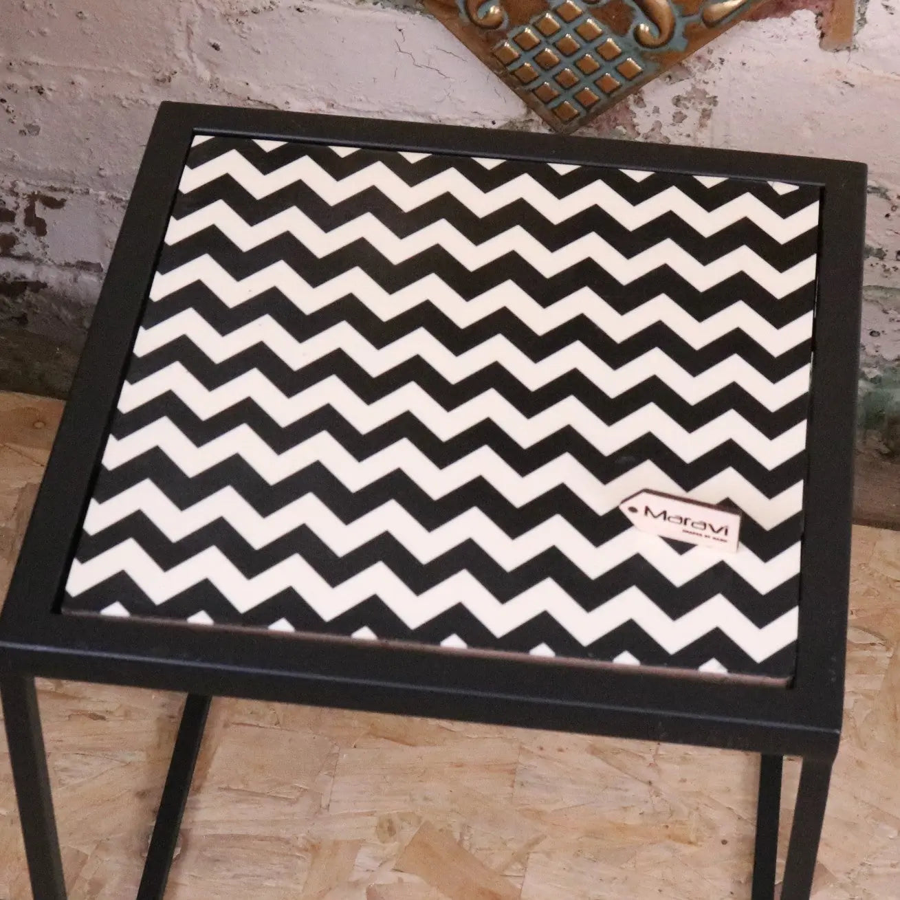 Chinta Modern Black Square Nesting Side Tables