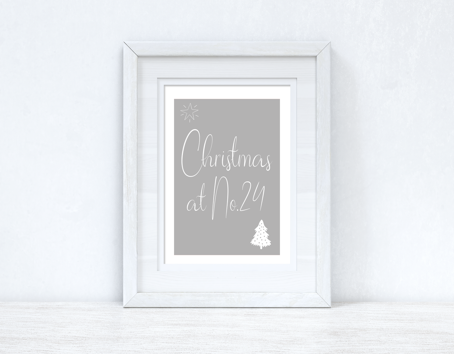 Personalised Christmas At No Grey Background Winter Christmas Seasonal Wall Home Decor Print