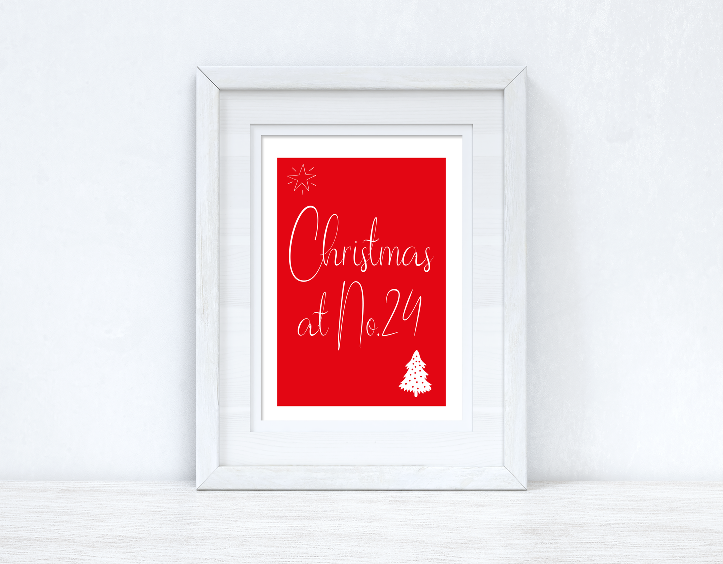 Personalised Christmas At No Red Background Winter Christmas Seasonal Wall Home Decor Print