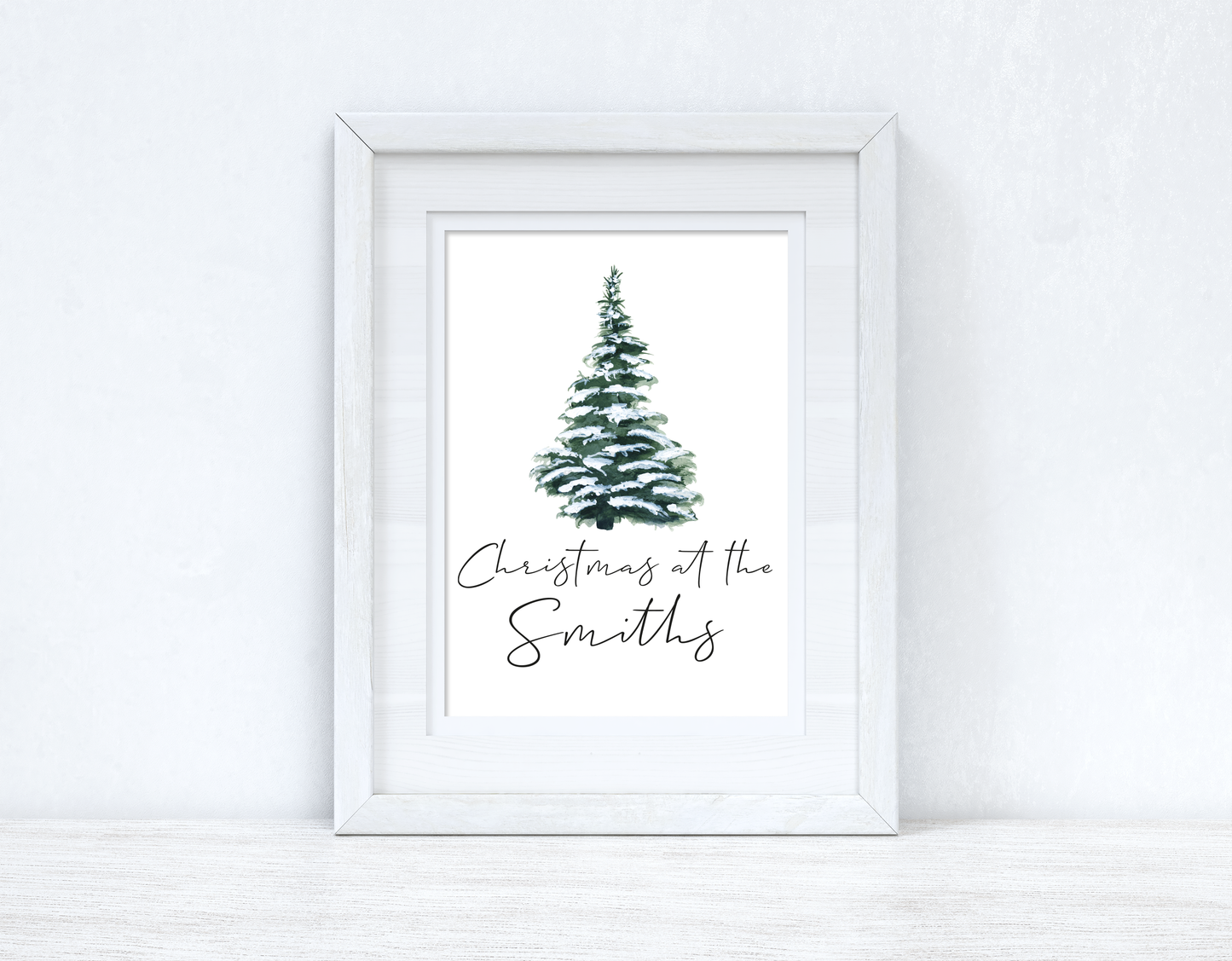 Personalised Christmas At The Surname Tree Winter Christmas Seasonal Wall Home Decor Print