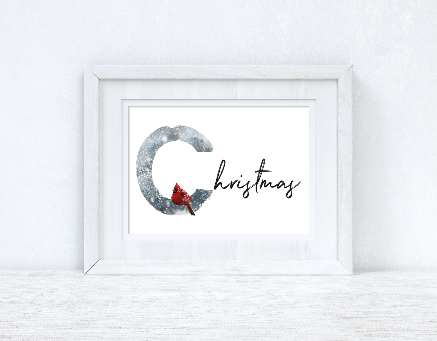 Christmas Red Bird Winter Christmas Seasonal Wall Home Decor Print