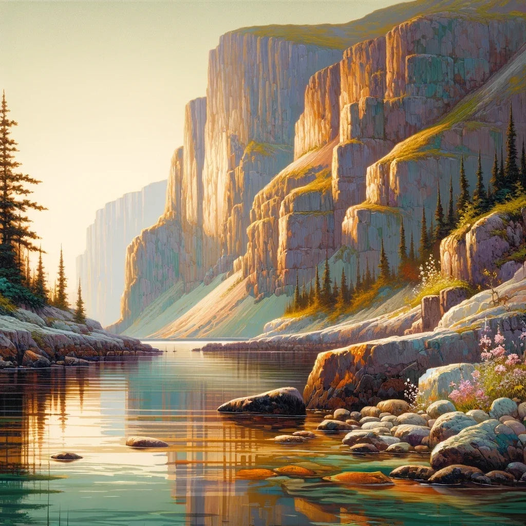 Cliffside Waterfall Serenity Canvas