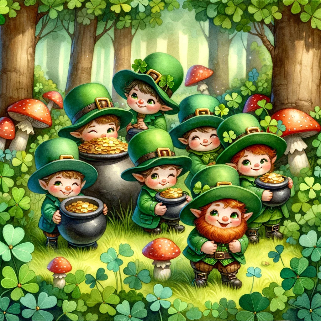 Clover Mischief Leprechauns Canvas