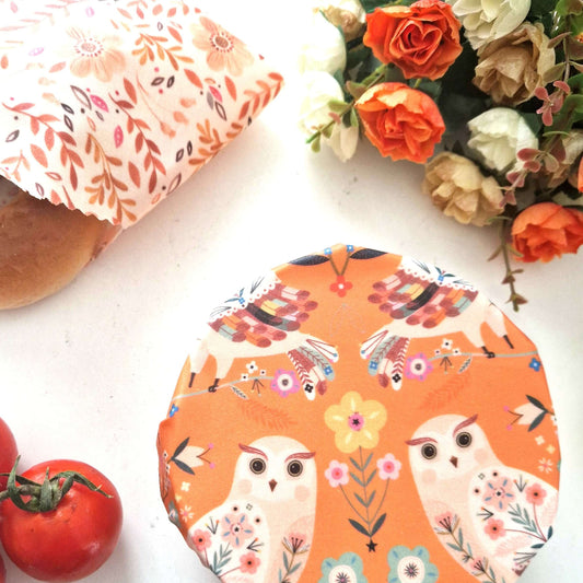 Honey Bee Good Set of 3 Handmade Beeswax Wraps | Owls
