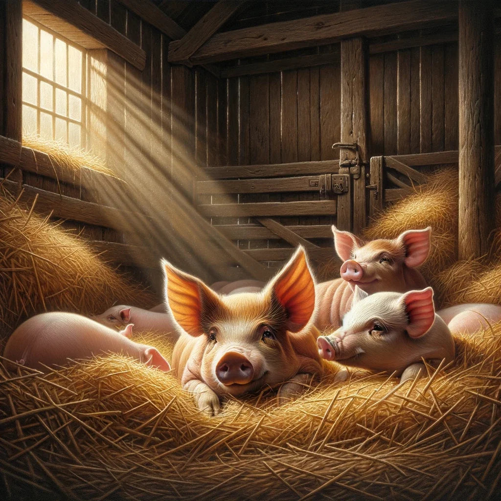 Cozy Barn Pigs Canvas