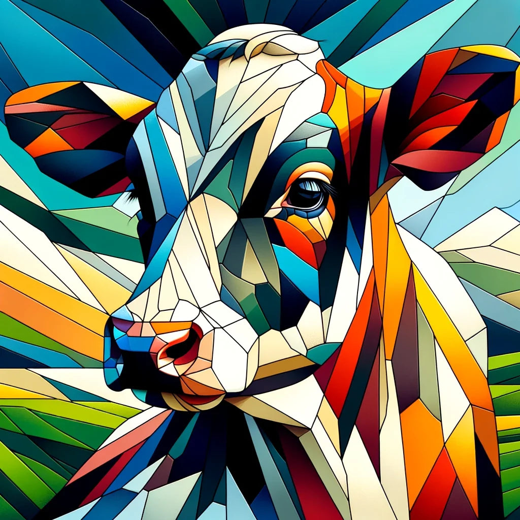Cubist Contrast Cow Canvas
