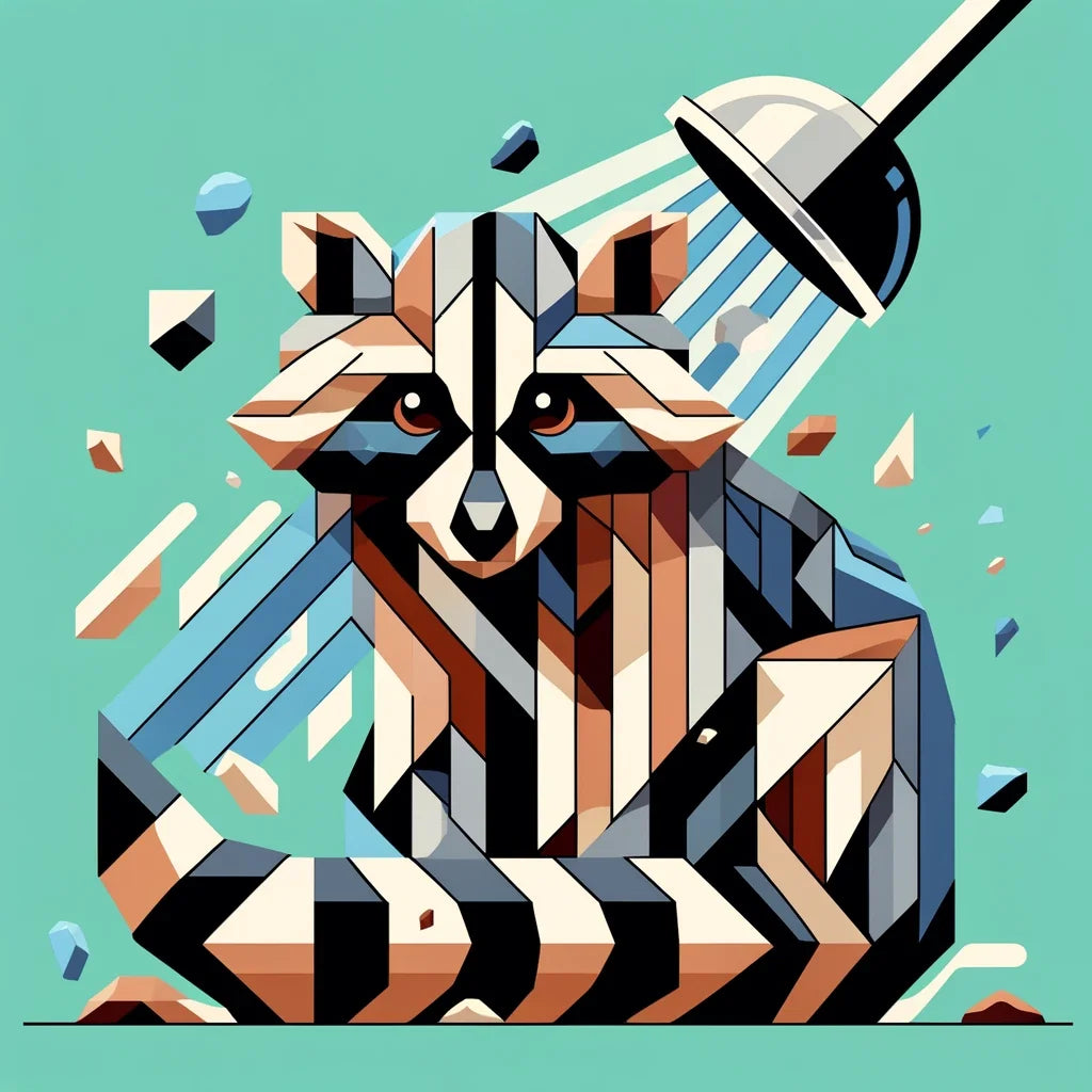 Cubist Raccoon Shower Canvas