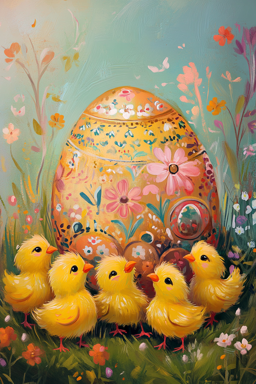 Curious Chicks Egg Canvas
