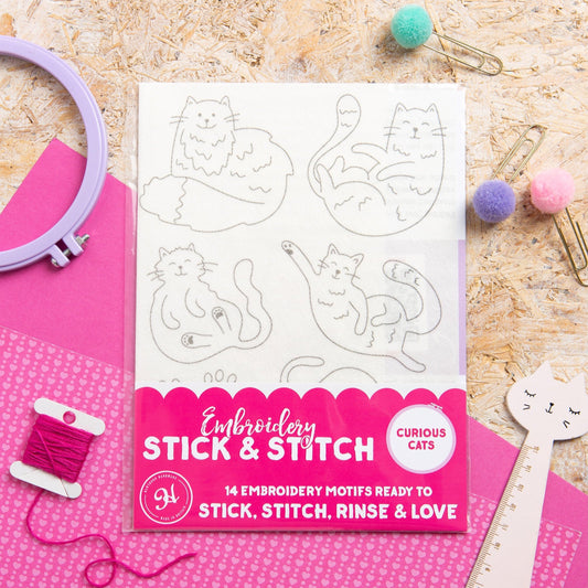 'Curious Cats' Stick & Stitch Embroidery Pack