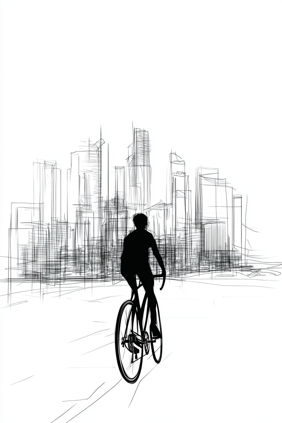 Cyclist in City Canvas