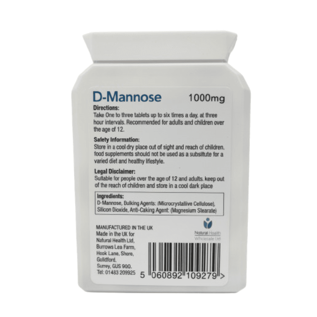 D-Mannose 1000mg Twin Pack | 120 Chewable Tablets | 4 Month Supply | Vegan | UK Made