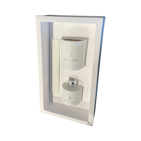 Soy Wax Scented Candle & Diffuser Gift Set - White