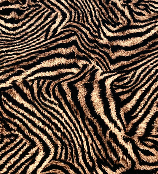 Black Beige Animal Print Spun Poly Stretch Fabric