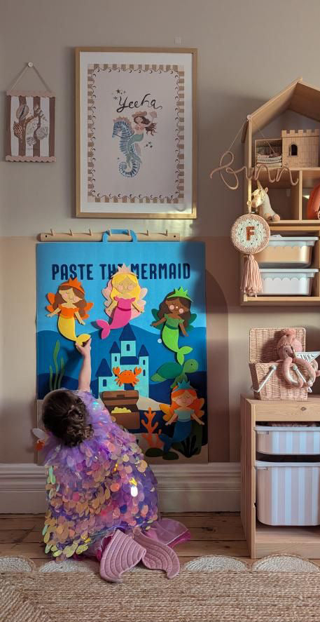 Back in stock: Paste The Mermaid Felt Play Board-Magical Dress up activity for girls