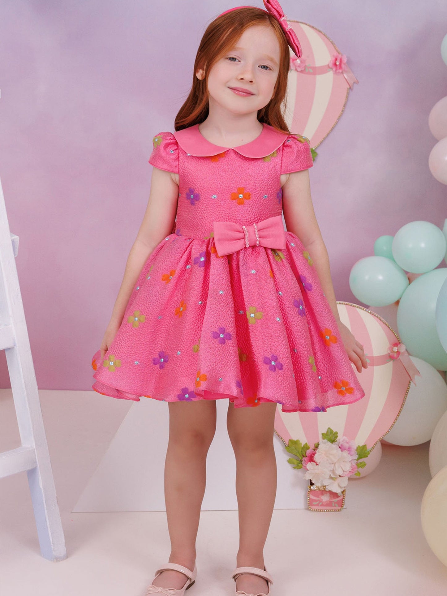 Dress & Fleur Baby Girls Floral Dress with Headband in Pink