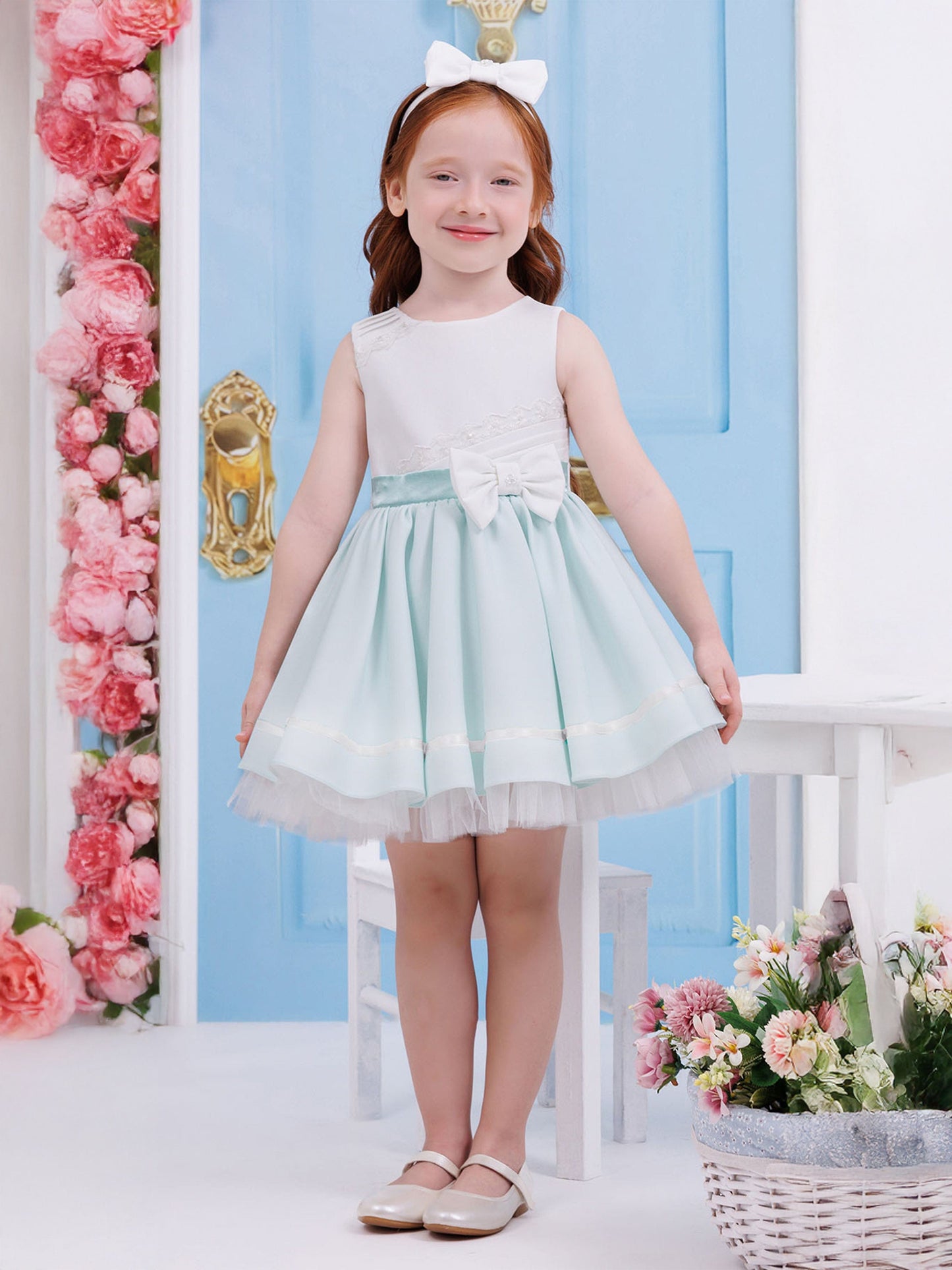 Dress & Fleur Baby Girls Dress with Headband in Green