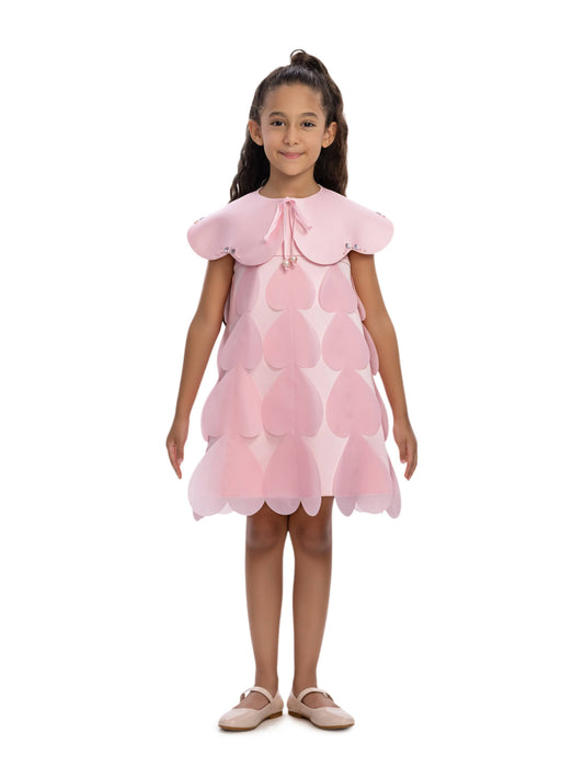 Dress & Fleur Girls Heart Occasion Dress and Cape Set in Pink