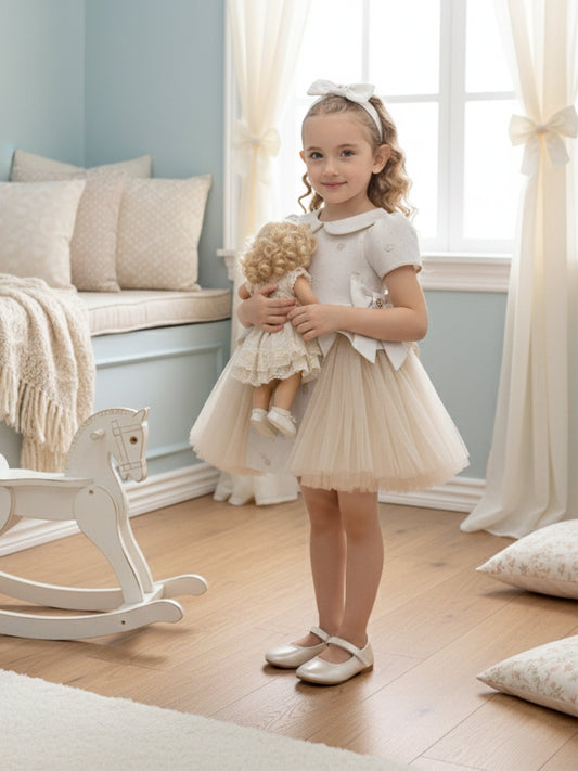 Dress & Fleur Baby Girls Occasion Dress with Headband in Ivory