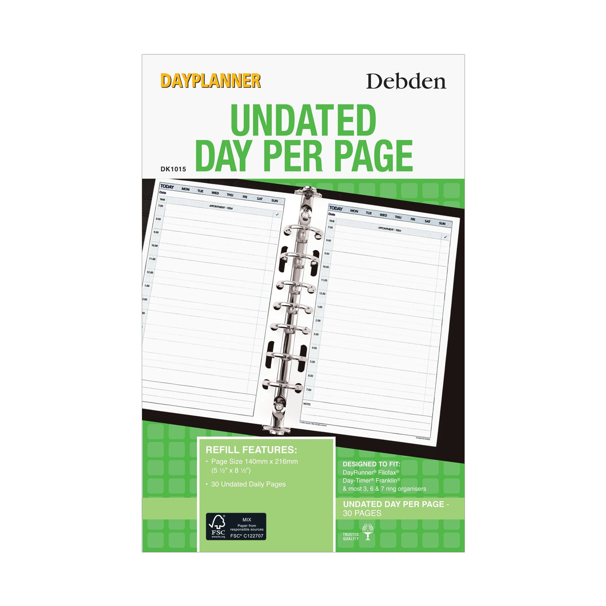 DayPlanner - Desk Size Daily Planner Non-Dated
