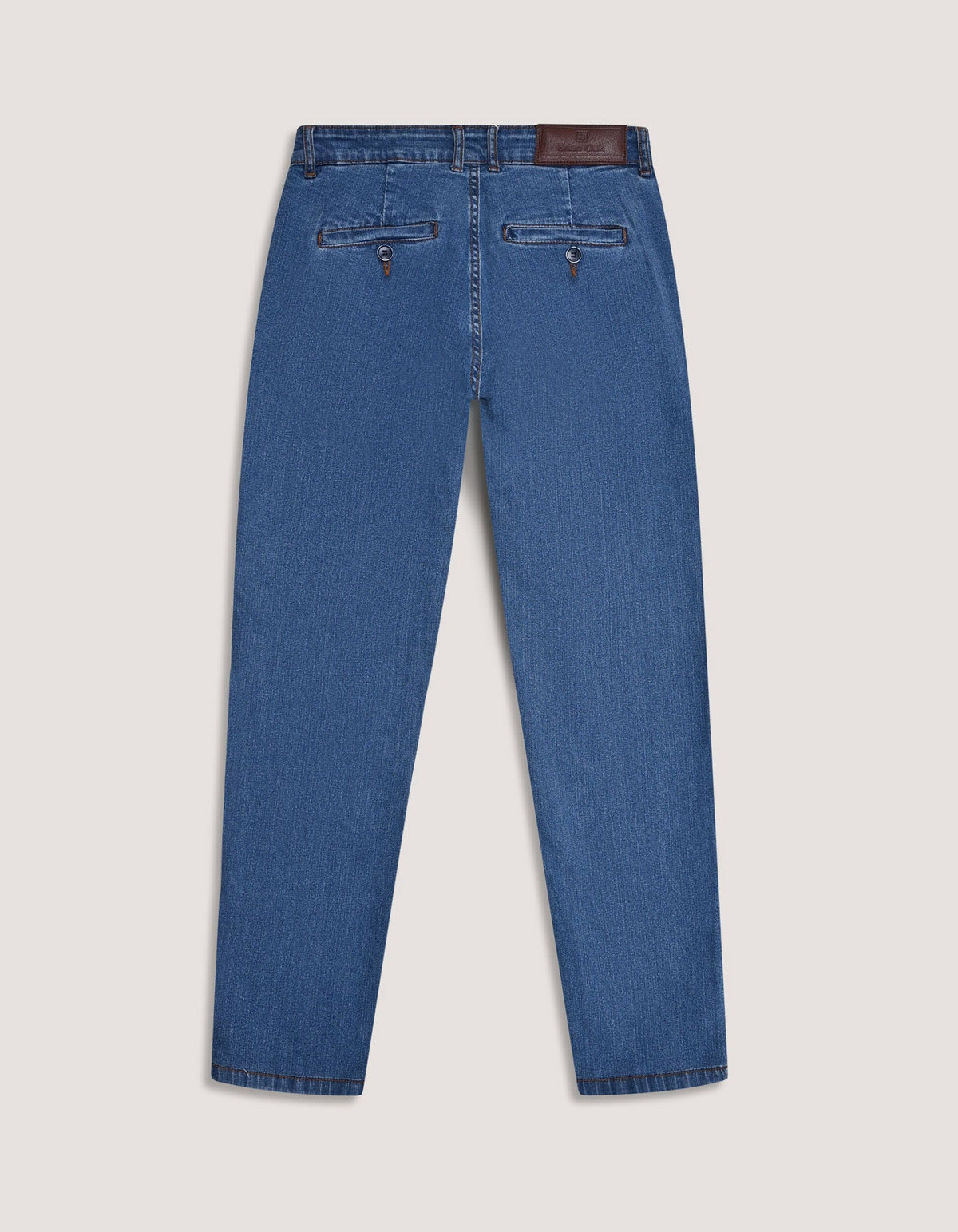Medium Blue Traveler Jeans - Secure Button Down Back Pocket