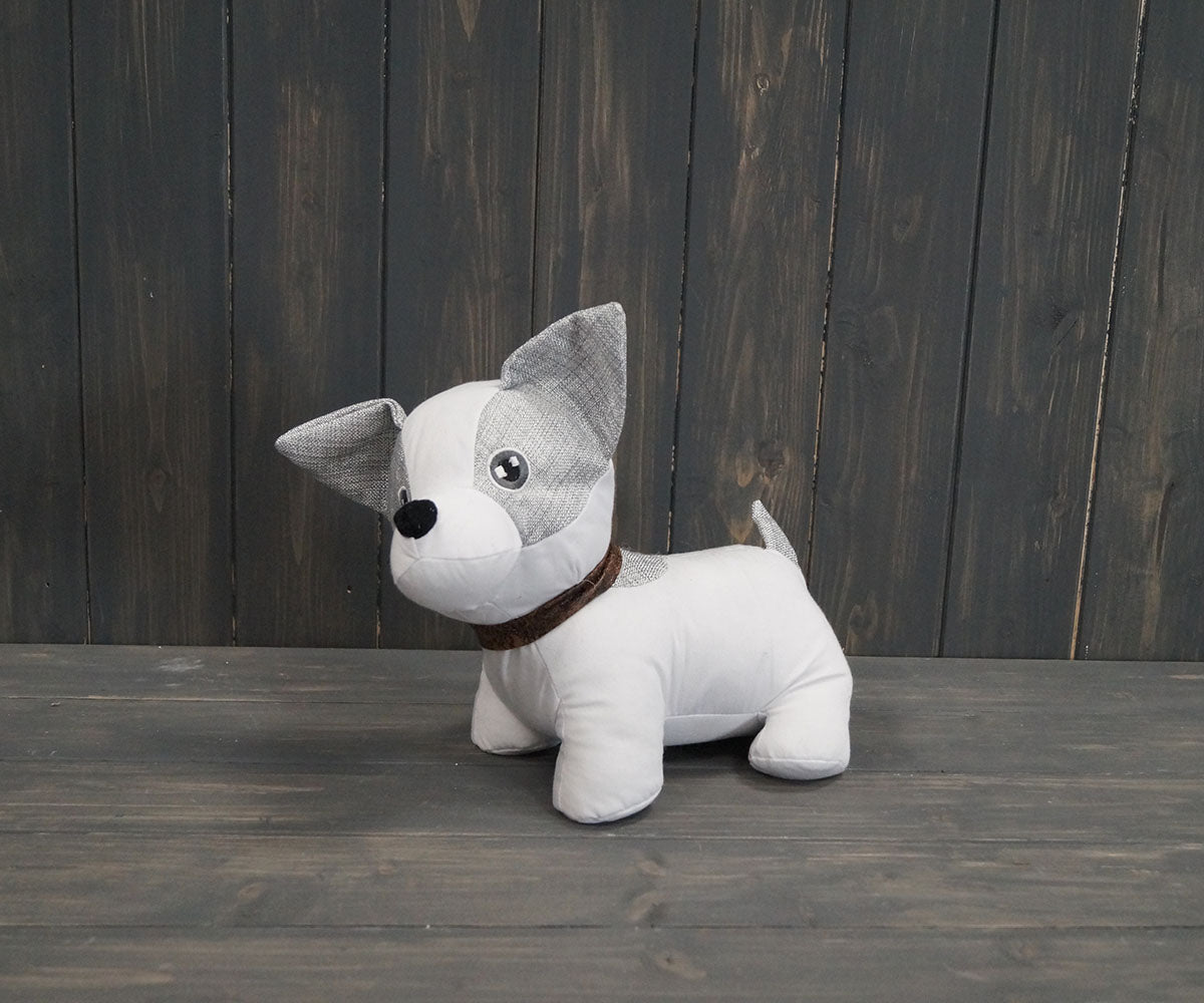 Satchville White Dog Door Stopper
