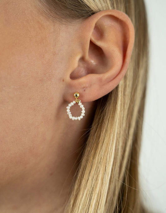 Stacked Circle Pearl Earrings