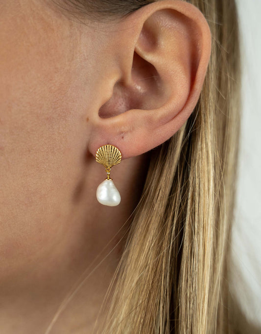 Sea Shell Pearl Earrings