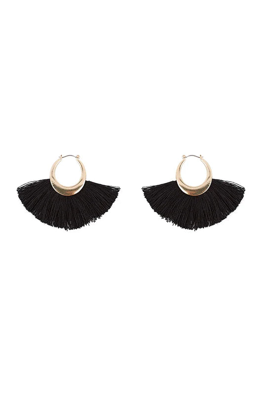 Daisy Half Circle Tassel Gold Earrings