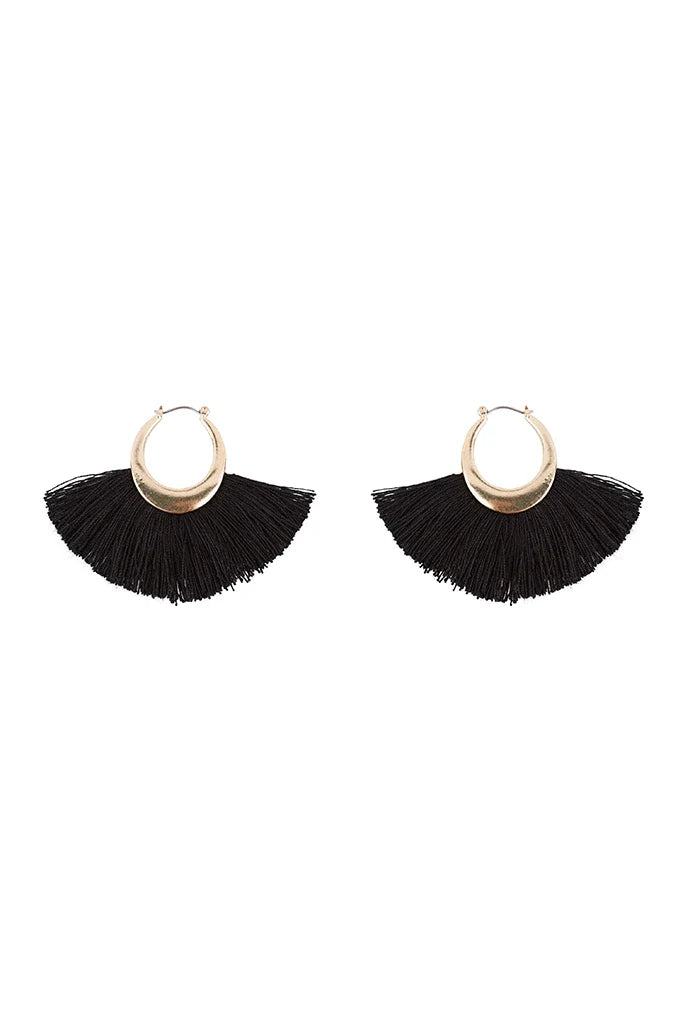 Daisy Half Circle Tassel Gold Earrings