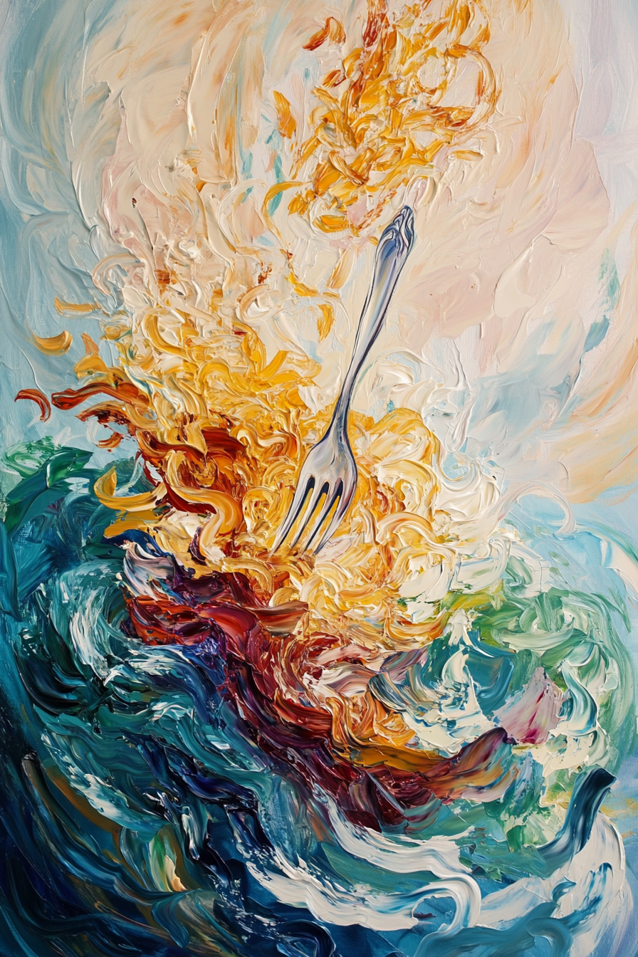 Dancing Fork and Pasta Canvas