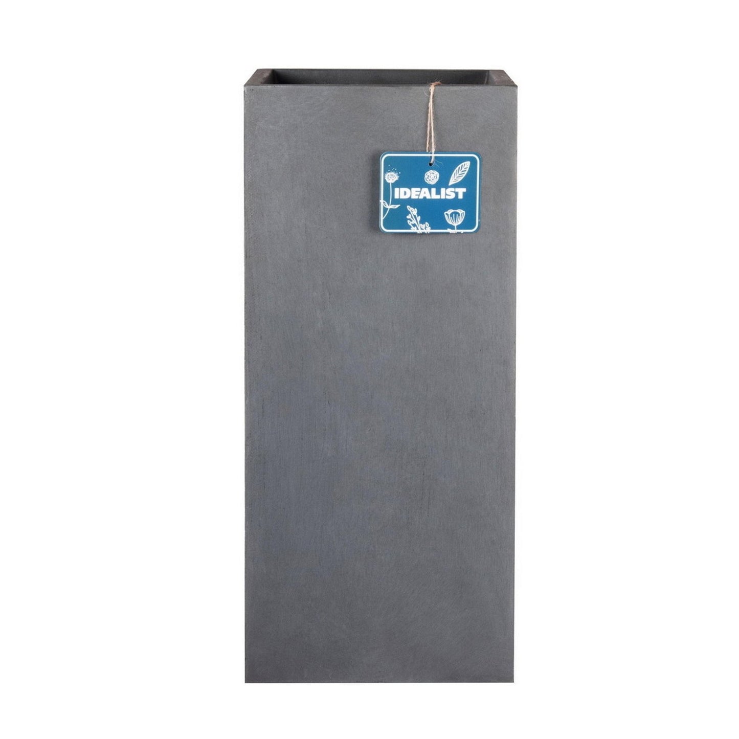 IDEALIST Lite Contemporary Faux Lead Light Concrete Garden Tall Square Planter, Outdoor Plant Pot H50 L21 W21 cm, 22L