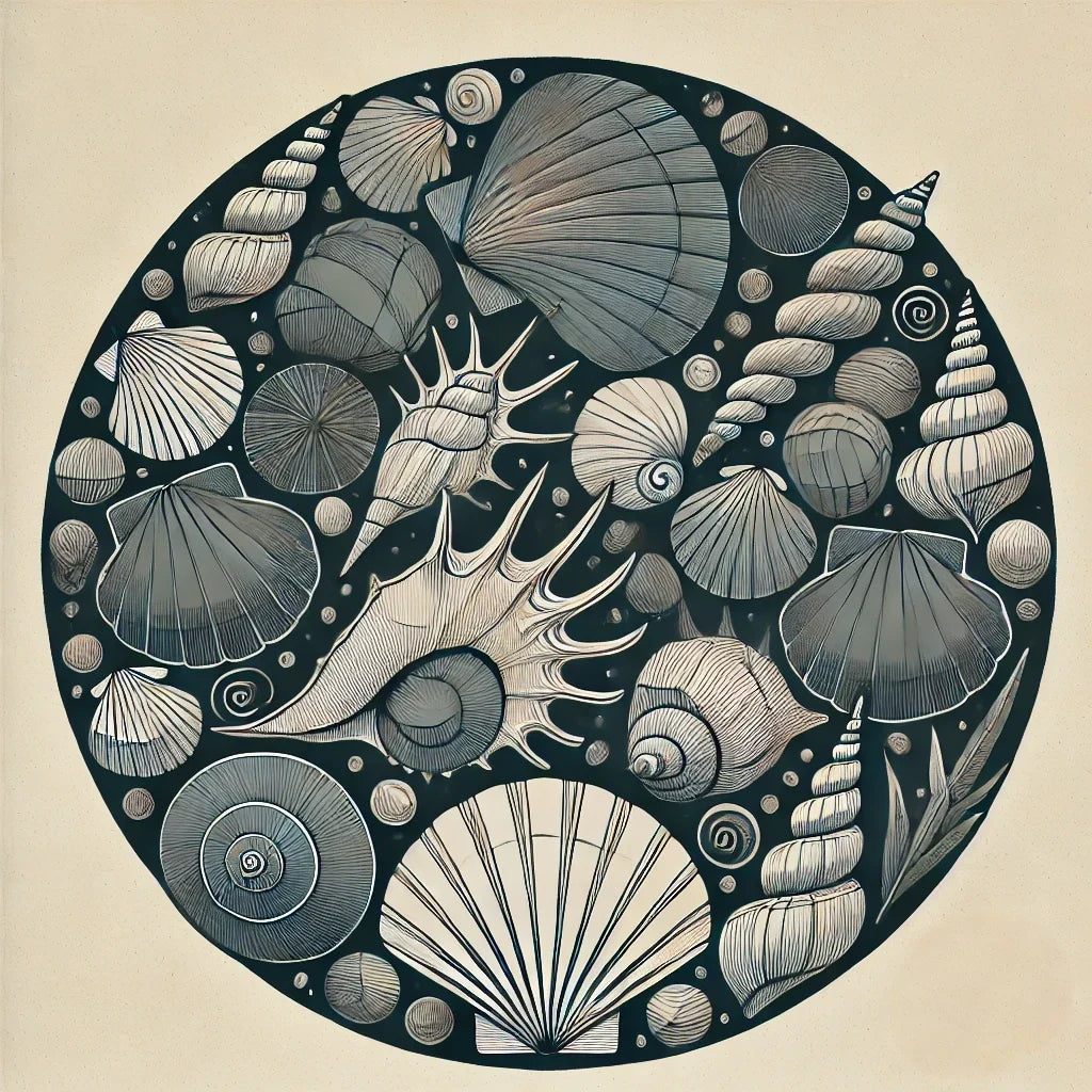 Dark Shells Line Art Canvas