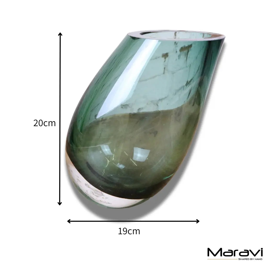 Daruni Luxury Green Glass Vase Angled Design