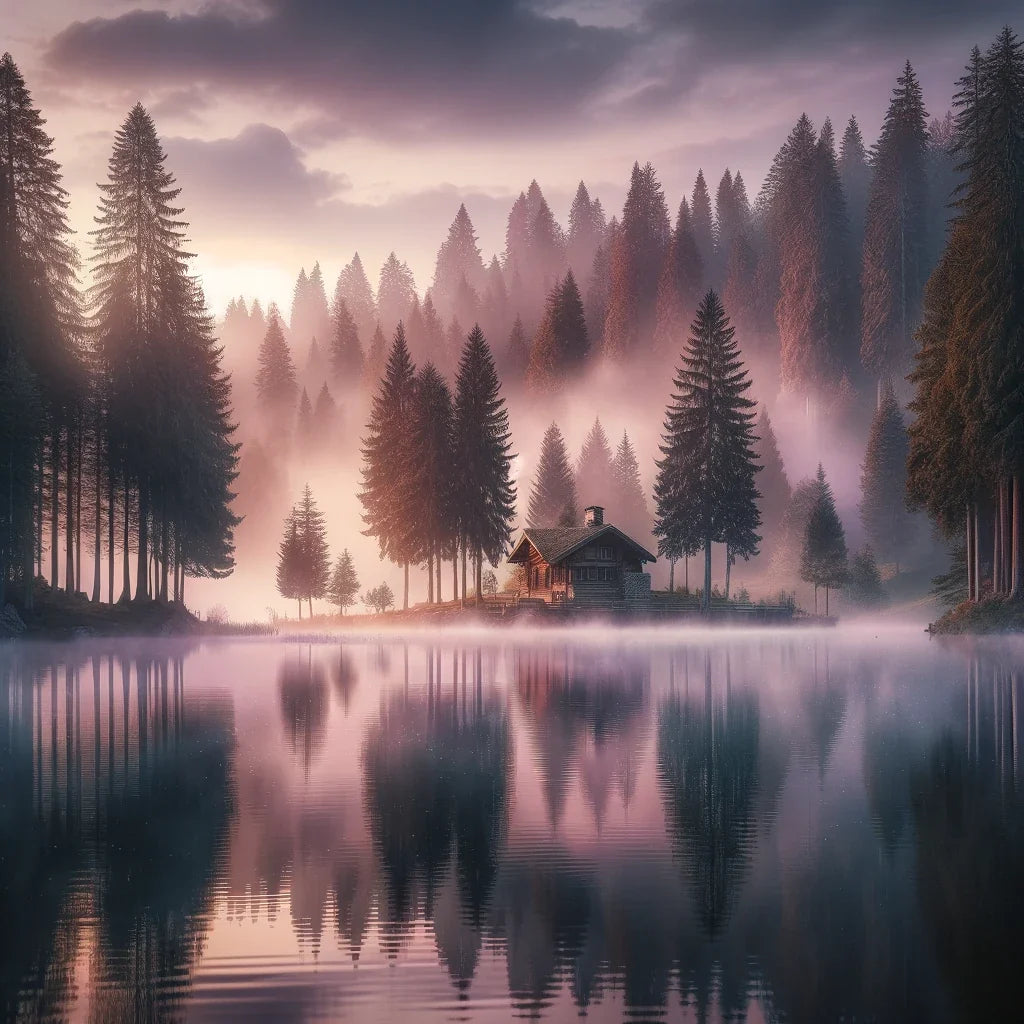 Dawn Lakeside Retreat Canvas