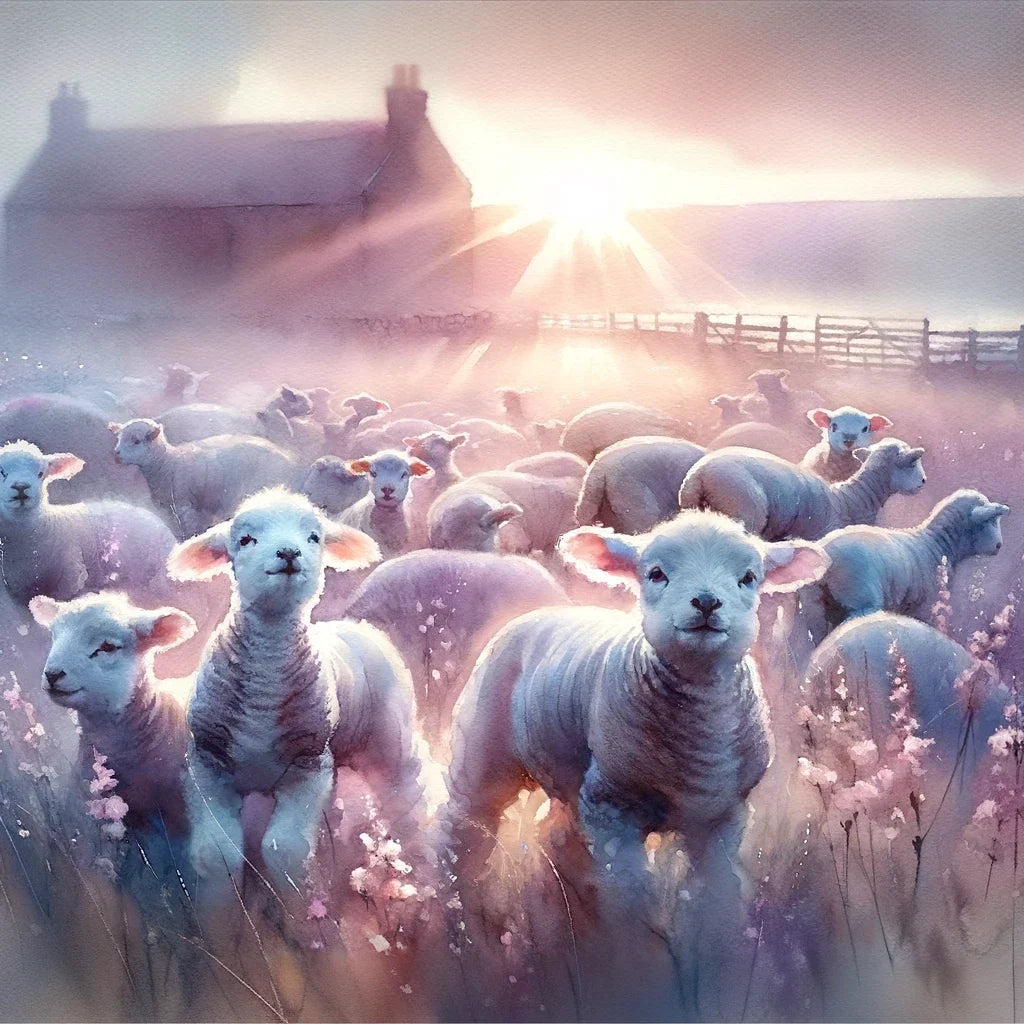 Dawn's Gentle Lambs Cotton Cushion