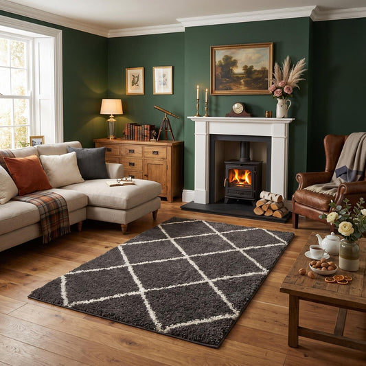 Moroccan Dark Grey Shaggy Rug | 540