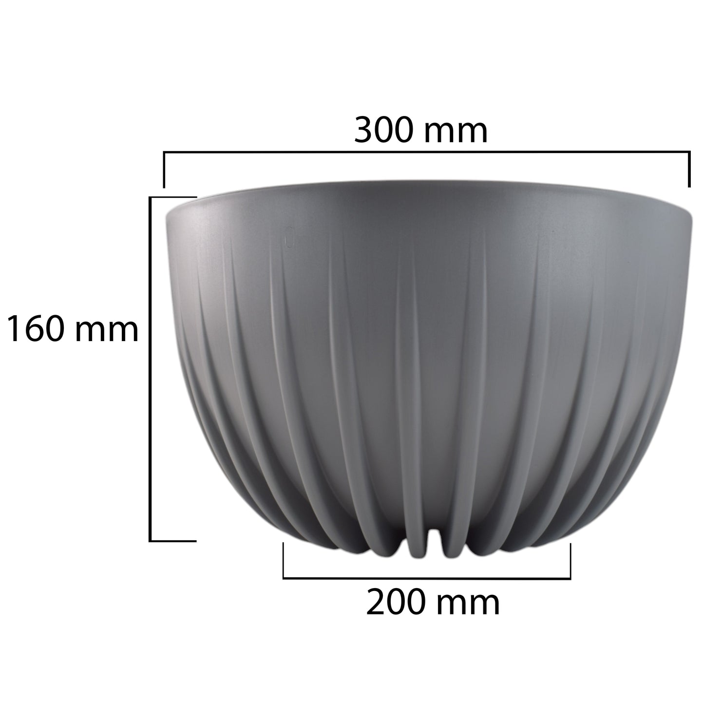 Mira Bowl Pot, Insert and Hole with Plug 300mm Gray