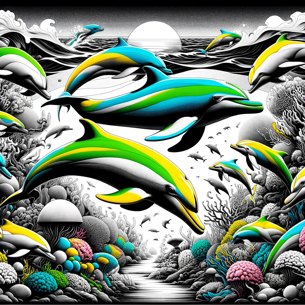 Dolphin Dance Pop Art Spectacle Canvas
