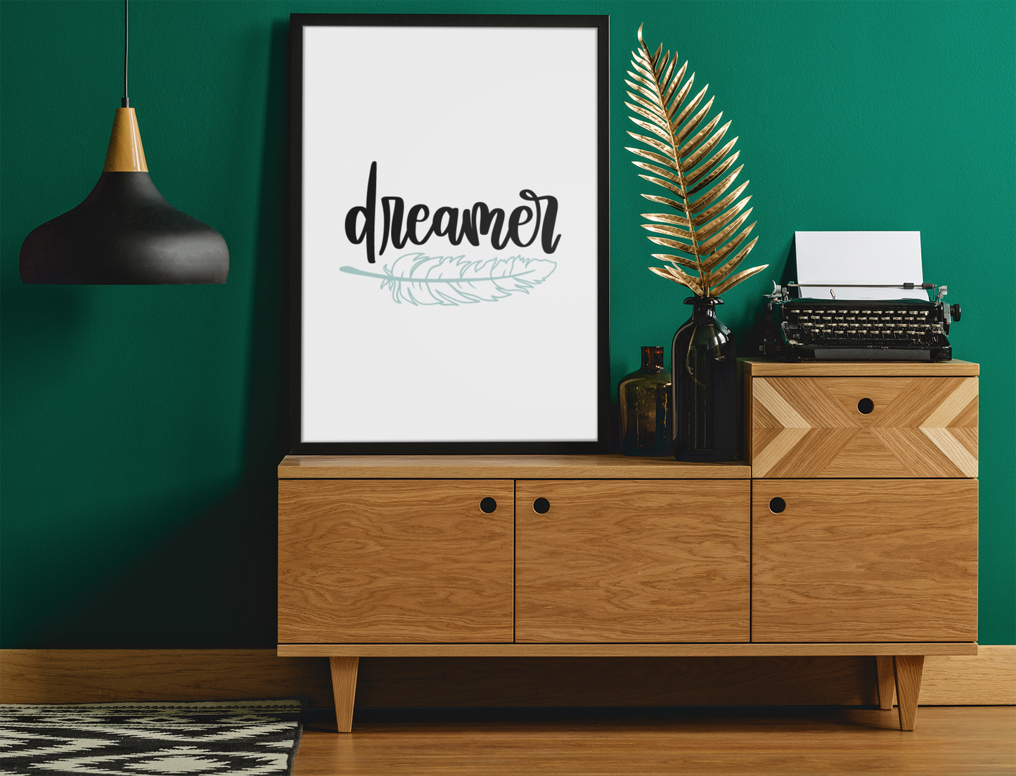 Dreamer Feather Boho Hippie Simple Home Wall Decor Print