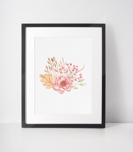Dried Autumn Floral Bouquet Autumn Seasonal Wall Home Decor Print